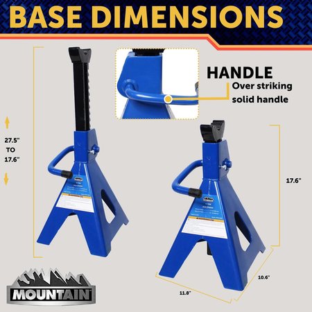 MOUNTAIN 12-Ton Ratcheting Jack Stands (Pair) MTN512005